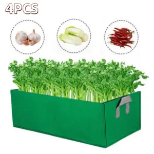 4PCS Garden Grow Bags | Fabric Planters for Vegetables, Tomatoes, Strawberries & Potatoes, Rectangular Shape