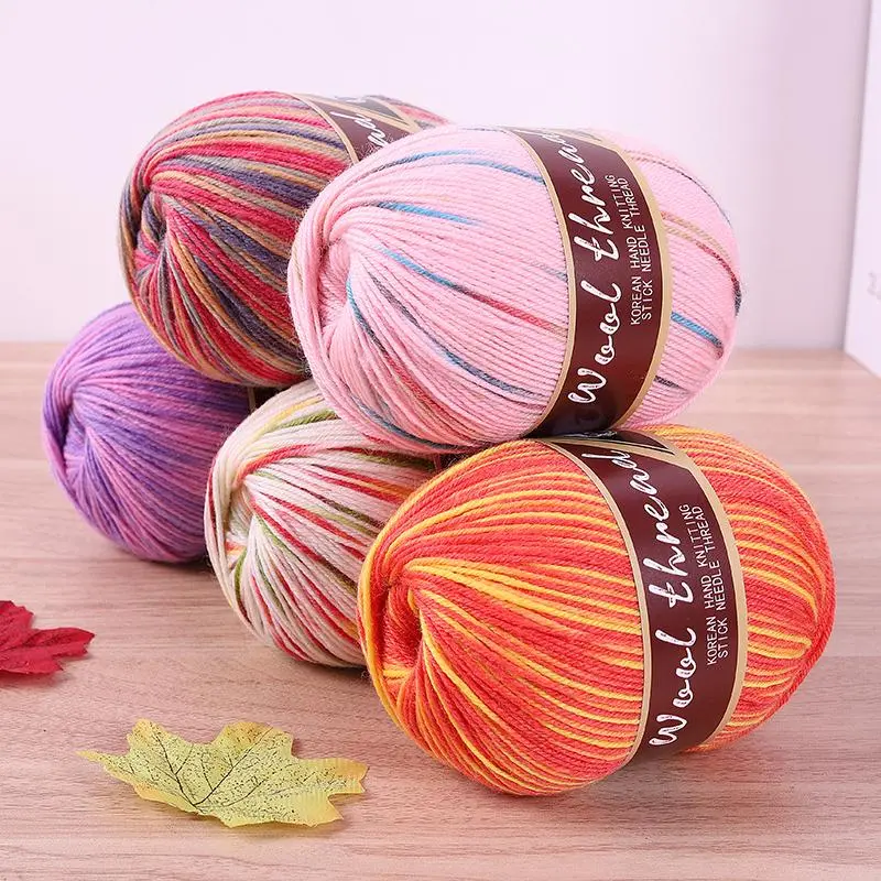 Colorful Striped Pattern Wool Yarn, Hand Knitting Yarn, DIY Crochet Yarn for Hat, Top, Scarf, Pants, Shoes, Soft Yarn For Crocheting, Handmade Knitting