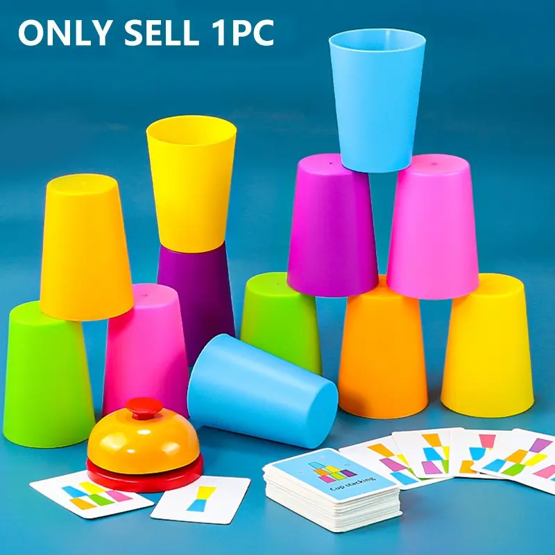 Stacking Cups Game Set, 2 Player Battle Cup Stacking Game, Educational Puzzle Competition Cup Stacking Tabletop Game, Interactive Toy, Tower Stack Game, Family Fun Game