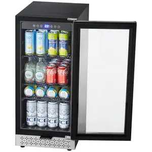 【Summervibes】VEVOR Beverage Refrigerator Cooler,  , 88 Can Beverage Fridge, Mini Fridge with Glass Door, Adjustable Shelves, Digital Temperature Control, Built-in or Freestanding Soda Beer Fridge for Home Office Bar