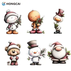 6-Piece Christmas Santa Claus Design Set, Cartoon Style Hat Beard Pattern, Background Hand-Drawn Edging, DIY Holiday Decor Material
