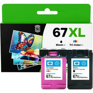 67XL Printer Ink Cartridges Black/Color Combo Pack Replacement for HP Ink 67 67XL HP Printer Ink HP67 67XXL for DeskJet 2755e 2700 4155e 2800e 2700e Envy 6055e 6000 6455e 6400 Ink 67