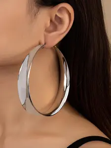 1 Pair Women's Elegant Simple Style Plain Color Hoop Earrings, Minimalist Earrings, Versatile Earrings, Casual Trendy Hoop Earrings, Fashionable Jewelry For Daily & Party Decoration, Ear Accessories
