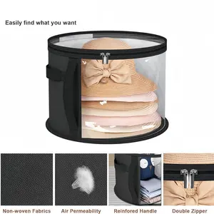 Foldable Hat Storage Bag, Portable Large Capacity Hat Storage Box with Handle, Hat Organizer for Home, Outdoor, Travel, Camping, Organizational Zipper Storage, Space Saving Storage, Space Saving Bags