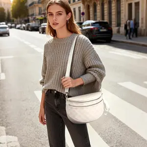 Checkered Nylon Crossbody Bag Bum Bag for Women Spacious Checkered Crossbody Purses Shoulder Handbag Crossbody Purse Fanny Pack Trendy Bumbags for Women Hiking Travel (Beige and Yellow Checkered) casual commuter handbag shopping