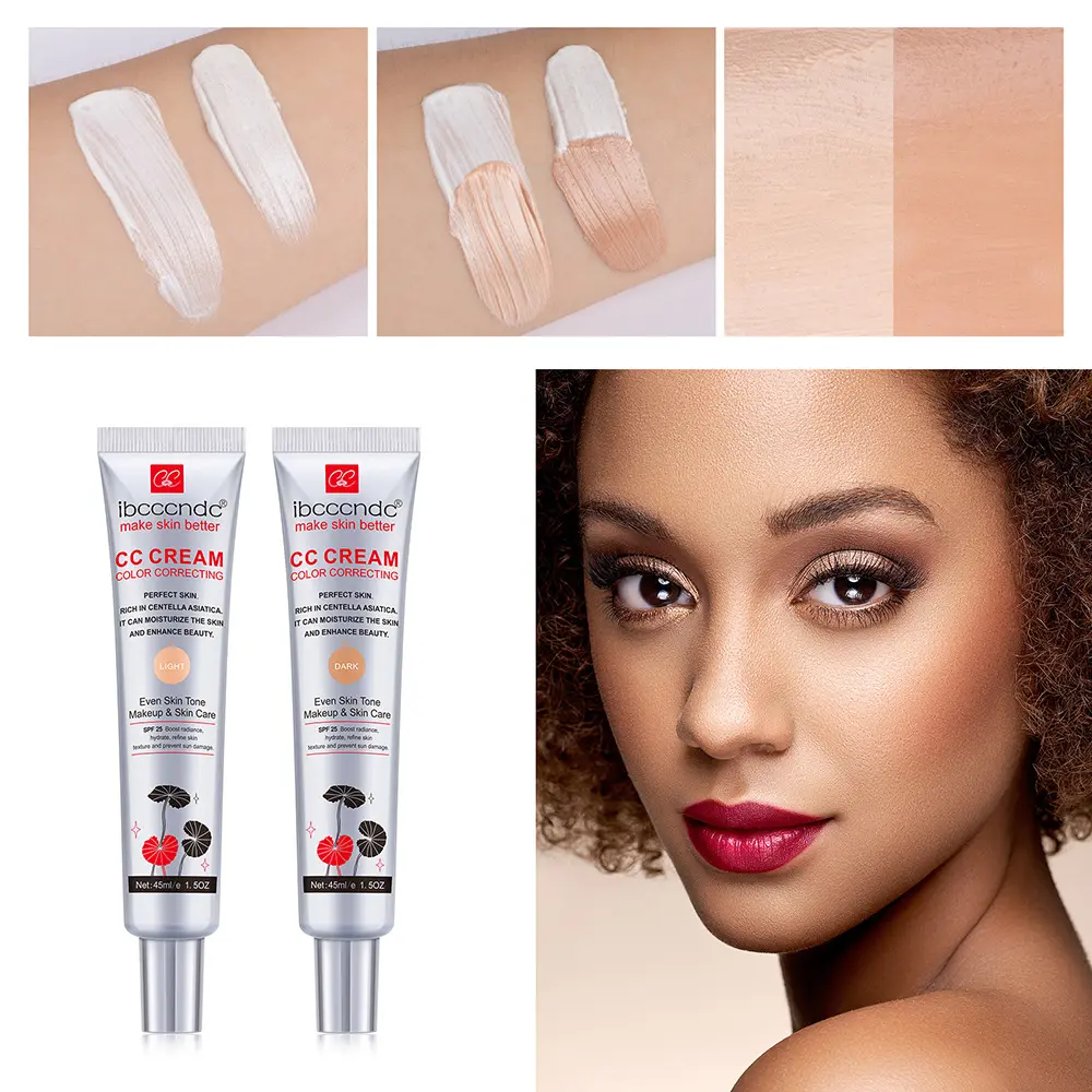 Lightweight Color Correcting CC Cream with Soothing Centella Asiatica, Buildable Natural Finish Makeup Primer for Mixed Skin, Apply Thinly, Flawless, Cosmetic, Radiance, Moisture