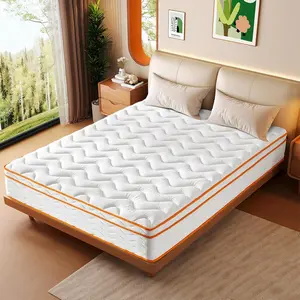 Mattress 10/12 Inch Twin XL/Full/Queen/King Size Mattresses Hybrid Innerspring Mattress in a Box, Memory Foam and Pocketed Springs, Pressure Relief and Support, Motion Isolation, CertiPUR-US Certified, Medium Firm,Milk White