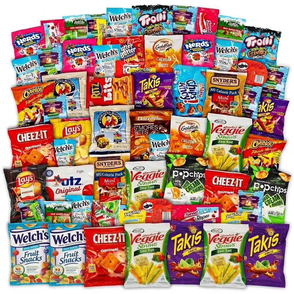 50-Count Ultimate Snack Box Set - Assorted Viral Sweet & Salty Multipack Care Package, Room Temp Gift Box for College & Birthdays