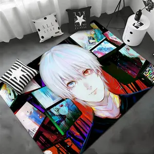 Dark Anime Series Tokyo ghoul Floor Mat Non-Slip Soft Flannel Thickened Rug, Soft Thick Rugs, Indoor Door Mat Absorbent Wear-Resistant Floor Mat for Living Room Hallway Entryway Durable Non-Skid Home Decoration Mat for Indoor Daily Use