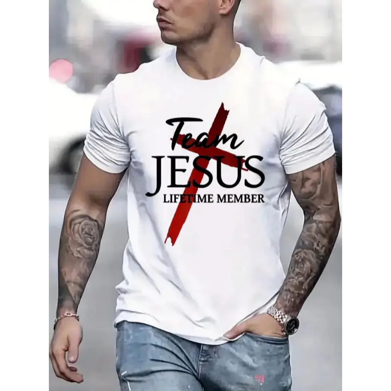Men's Round Neck Short-Sleeve Combed Cotton Boxy Cut Tropical Fabric Tee - Digital Sublimation Graphic, Soft Stylish Casual Menswear Top, Breathable All-Seasons Clothes, COD Available