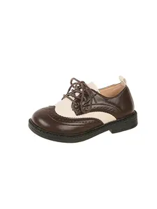 Brogue Floral Leather Shoes, Soft Sole Laces British Style, Adjustable Fit, Suitable for Various Occasions