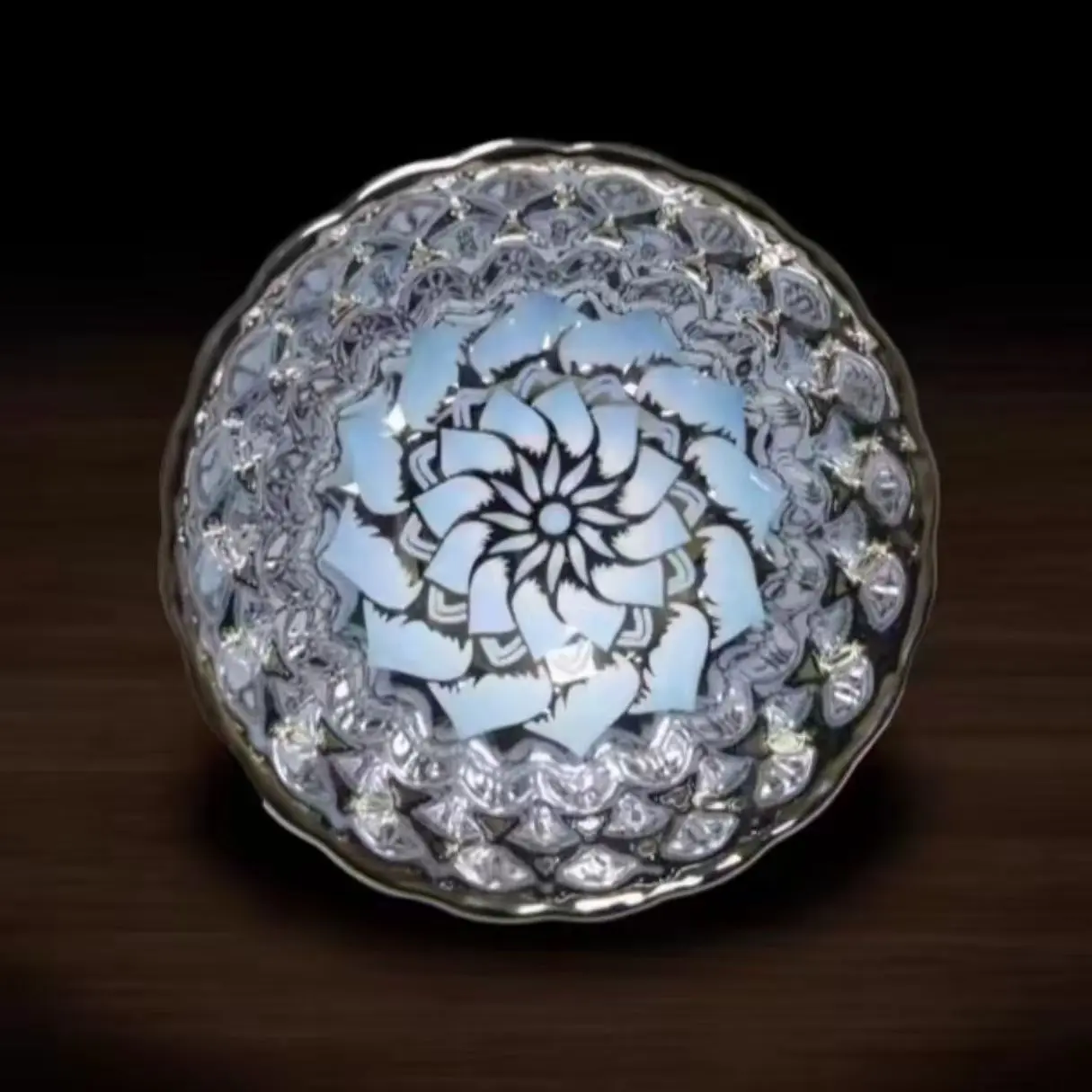 Traditional Handcrafted Silver Lotus Ceramic Beverage Cup (Batch No.5) - Jianzhan Kitchen Drinkware with Unique Floral Pattern, Collectible for Art Enthusiasts, Ideal as a Drinking Tea Cup