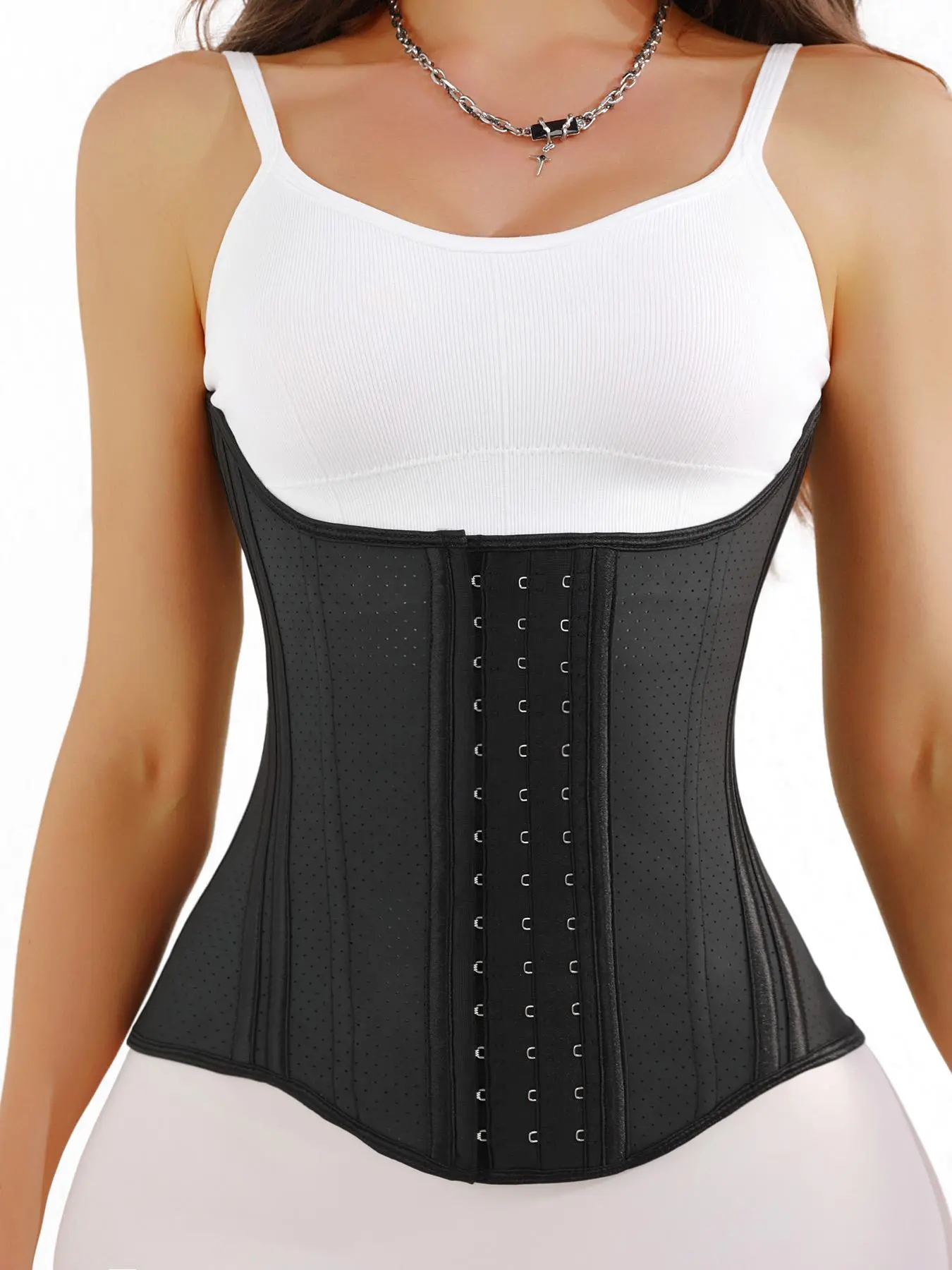 Women's Solid Color Hook & Eye Front Waist Trainer, Breathable Comfortable Tummy Control Shaper, Waist Cincher for Daily Wear, Body Shapers, Shapewear Belt