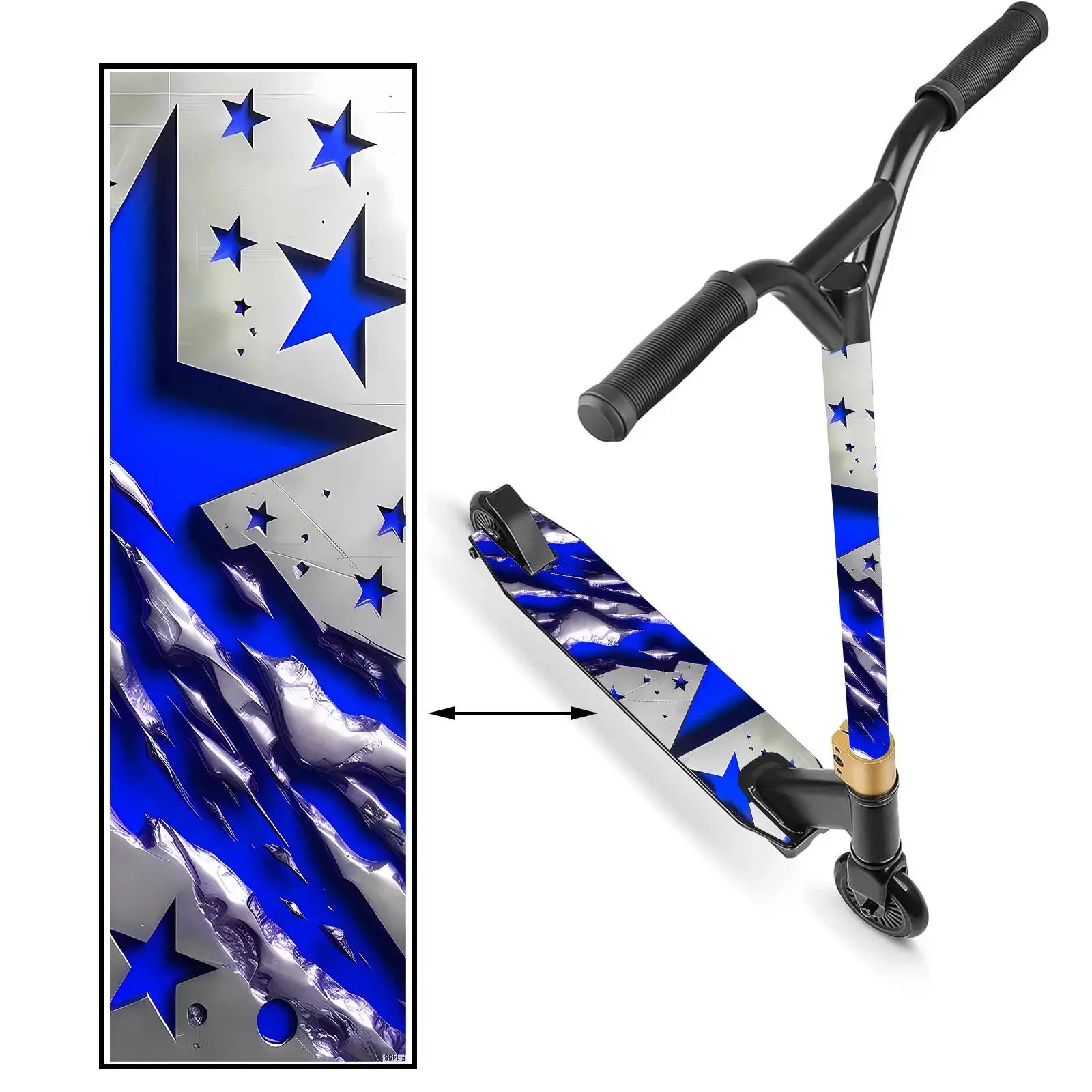 1 piece of personalized vinyl anti-skid sticker 1 piece of blue star metal tide cool, scooter sticker, skateboard body sticker,
