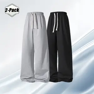 2PCS Unisex Casual Sports Pants, Loose-Fitting Solid-Color Casual Trousers Are Comfortable And Versatile, Perfect For Everyday Outdoor Wear. They Also Have A Street Style Vibe,  All Seasons. Sweatpants Fit Leg Wide