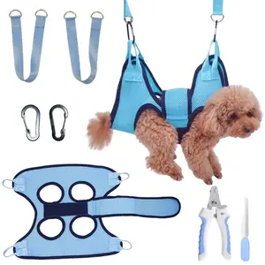 7pcs Dog Grooming Set, Grooming Tools, Hammock Harness with Nail Clipper Trimmer, Restraint Bag for Nail Trimming, Small & Medium Dog Carrier