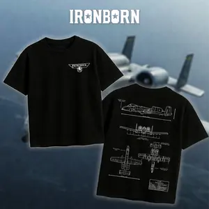 IRONBORN A10 Warbog Blueprint T-Shirt/Hoodie Vintage Fairchild Graphic Tee Military Enthusiast Streetwear Clothing Gift for Men Breathable Printing