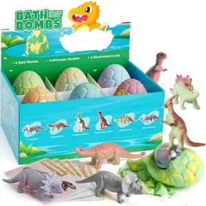 Dinosaur Egg Bath Bombs for Kids, 6-Pack with Surprise Inside - Shea-Infused, Bright Bubble Fizzies for Boys & Girls, Birthday Christmas Gifts