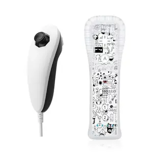 Wireless Remote Control Game Handle Compatible Wii Controller Dual Vibration Home Gaming Accessories Retro Design Pack of 2