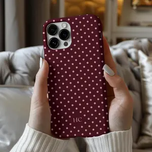 Personalized Burgundy Polka Dot iPhone Case, Initials iPhone Case Polka Dot Phonecase Monogram Custom Phonecase