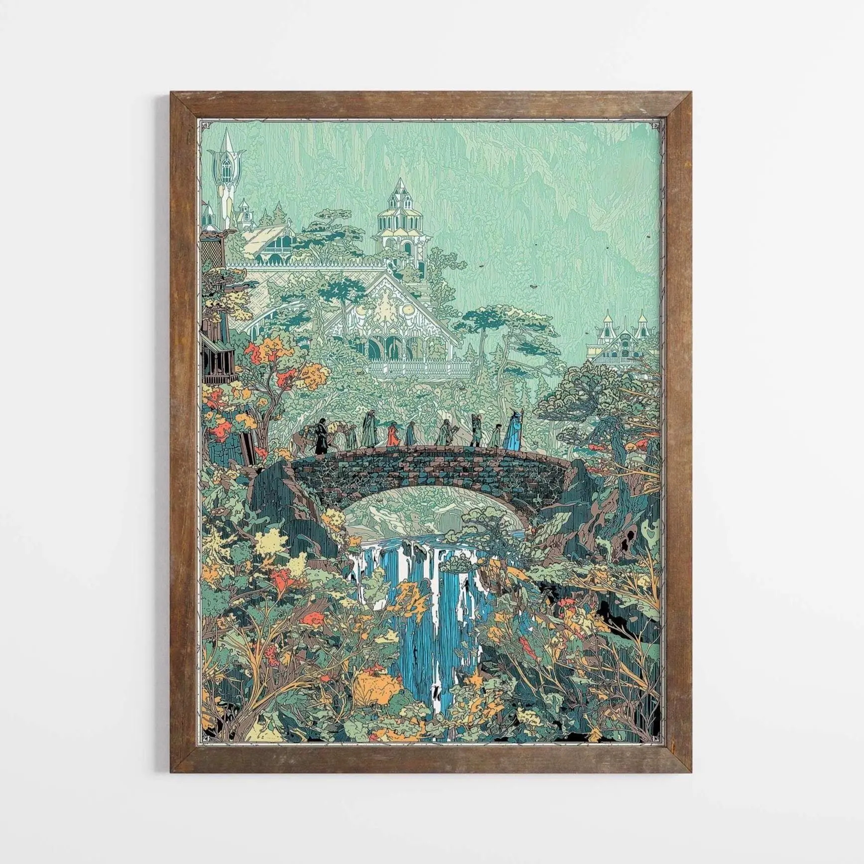 Retro Fellowship Illustration Poster - Satin Artistic Artwork, Power Ring Fantasy Print, Classic Epic Home Decoration, Sophisticated Aesthetic Unframed Print, Ideal Gift