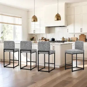 PHI VILLA Bar Stools Set of 2 or 4, Modern Chenille Kitchen Island Stools, Counter Height 24" Bar Chairs