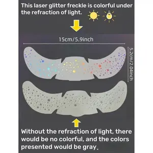 6 Sheets Glitter Freckles Holographic Stickers Waterproof Temp Tattoos With Star Heart Dot Pattern For Adults Party Festival Daily Makeup