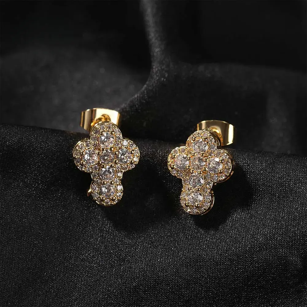 European and American Style Fashion Inlaid Diamond Cross Earrings for Men High-end Luxury Trendy Ear Accessories sophisticated Adjustable Heart Rate Couples Set Day Necklace Fashionable Collarbone Chain Daily Bible Verse daughter style necklace bracelet,,