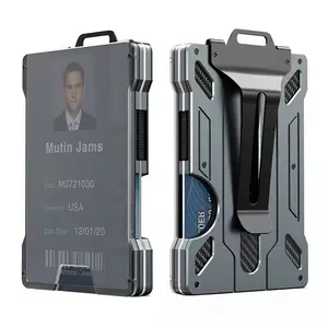 Durable Tactical Aluminum RFID Blocking Wallet - Minimalist Metal Card Holder with Money Clip, Carabiner for Traveling Men (Sports & Outdoor, Camping & Hiking Bivy Bag Accessory)