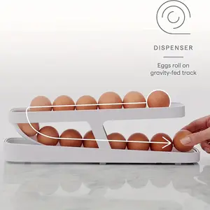 1pc Egg Dispenser, Automatic Roll-on 2-Tiers Egg Trays, Egg Storage Box For Refrigerator, Plastic Egg Basket, Egg Fresh-Keeping Organizer, Kitchen Storage Accessories