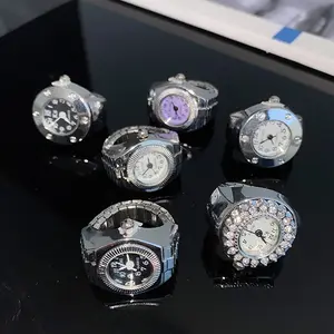 New Individuality Vintage Punk Alloy Elastic Stretchy Quartz Watch Rings for Women Man Hip-hop Couple Accessories Gift