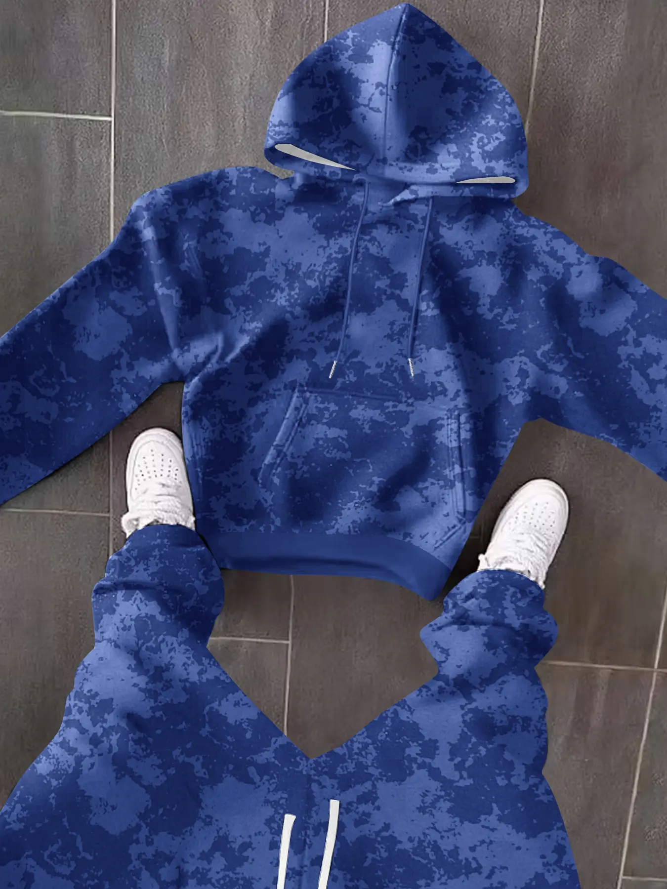 Men's Tie-Dye Camouflage 2-Piece Set, Streetwear Long Sleeve Graphic Hoodie and Drawstring Athleisure Jogger Pants, Clothes, 2 Pcs Set, Streetwear Clothing, Camo Print Set