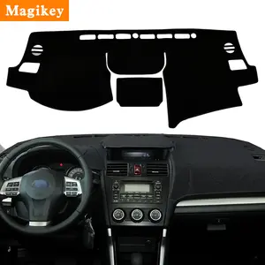 Magikey Dash Cover Mat for for Subaru Forester （2013-2018） Dashboard Pad Carpe Sunscreen Heat Insulation Anti Glare Reflective Protection Black Polyester with Silicone Anti Slip Particles