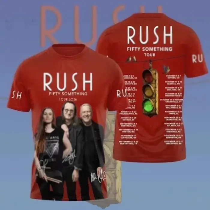 Rush 2026 Fifty Something Tour 3D T-Shirt Rock Band Tee Men