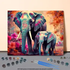 Elephant Pattern DIY Painting By Numbers Kit, 1 Set DIY Paint By Numbers Kit, Diy Painting Supplies, Wall Art Decoration for Home Living Room Bedroom