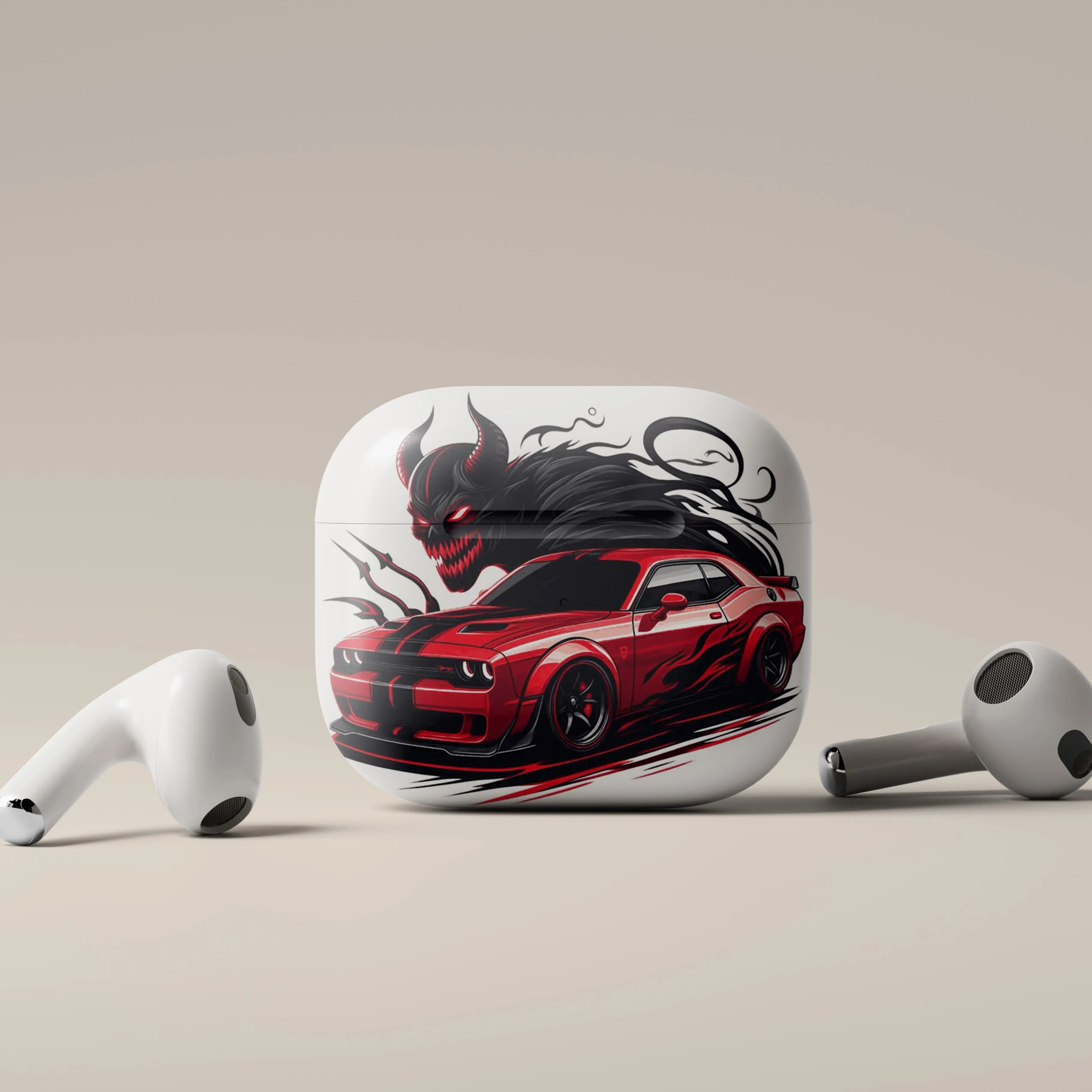 Dodge Demon AirPods Case – Bold Muscle Car Design, Hellish Aesthetic, Protective Cover for all Airpod Gen 1 2 3 4/ Airpod Pro 1 2 3
