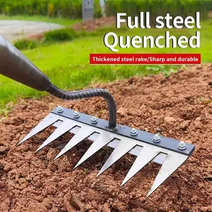 Heavy Duty Gardening Weeder Rake, Sharp Carbon Steel Weeding Hoe (2 PCS), Durable Garden Tool for Backyard, Lawn, Farm Weed Cleaning and Soil Loosening