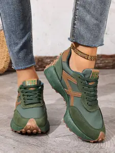 Women's Thick Sole Dad Shoes, Spring & Fall New Casual Slimming Flat Running Sneakers, Trendy Running Shoes, Versatile Comfortable Sports Shoes