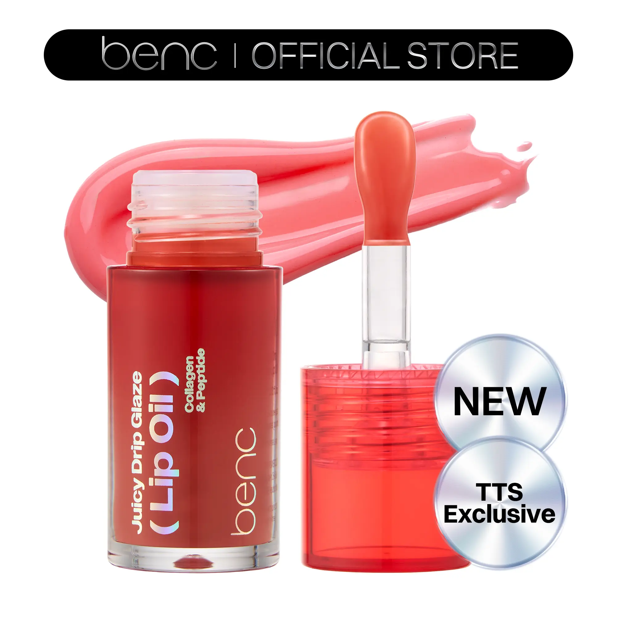 [NEW] Benc Juicy Drip Glaze Lip Oil 04 Rosy Kiss l Hydrating Gloss, Moisturizing balms, Sheer tint, Shine & Dewy Finish