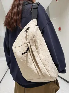 Women's Fashionable Plaid Pattern Zipper Belt Bag, Plain Large Capacity Casual Commuter Versatile Fanny Packs, Simple All-match Bum Bag, Casual Waist Bag