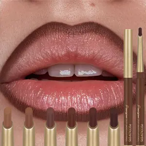 6pcs/set 3D Lip Contour, Smooth Finish, Brown, Highly Pigmented, Matte Lip Liner Kit, Must-have Cosmetics for Fashionistas, Holiday Gift