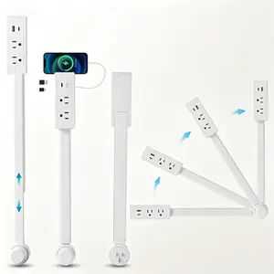 180° Rotating Power Strip with USB-A & USB-C Ports, Telescoping Plug Extends 17 to 34 Inches, AC Outlet Extender for Furniture and Hard-to-Reach Wall Sockets, Space-Saving Electrical Adapter for Home Office and Bedroom