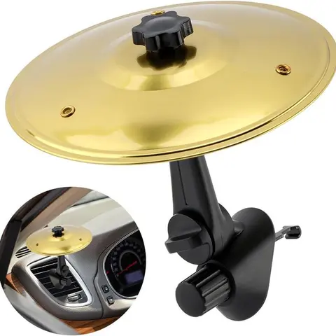 Joytutus Clip-On Mini Gold Finish Drum Cymbal Car Air Vent Accessory - Easy Installation, Secure Attachment, Durable Tool for Percussion Musical Instruments Enthusiasts, Unique Birthday Gifts for Him