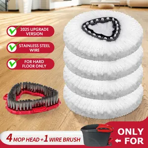 For O-Cedar EasyWring Mop Head Replacement, Spin Mop Microfiber Refill with Scrub Brush Head for 1 Tank System, Mop Accessories