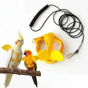 Adjustable Bird Harness & Leash Set, Rayon Fiber Anti-Bite Escape-Proof Design, Secure-Hold Mechanical Rope with Wing Details, Weather-Resistant for Cockatiels, Fits Various Bird Sizes for Outdoor Activities