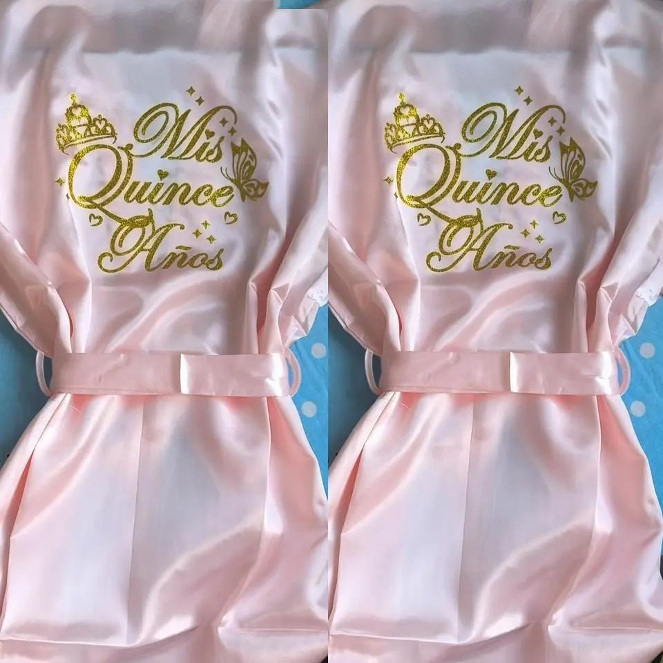 Mis Quince Años Quinceañera Robe Birthday Party Bathrobe Elegant Girls Celebration Gown for 15th Anniversary Ceremony
