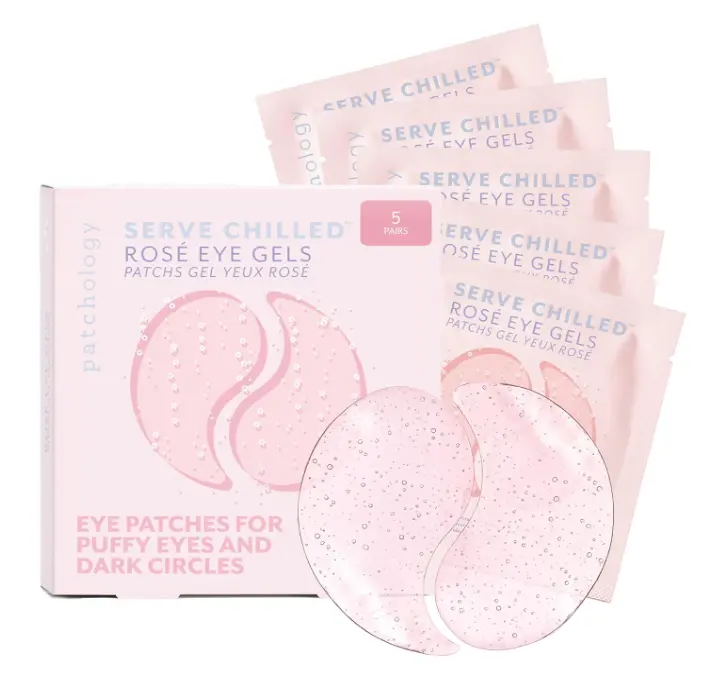Patchology Serve Chilled Rosé Hydrating Under Eye Patches – Hyaluronic Acid & Antioxidant-Infused Eye Masks to Reduce Dark Circles, Puffiness & Fine Lines - Ideal Skincare Essentials (5 Pairs)
