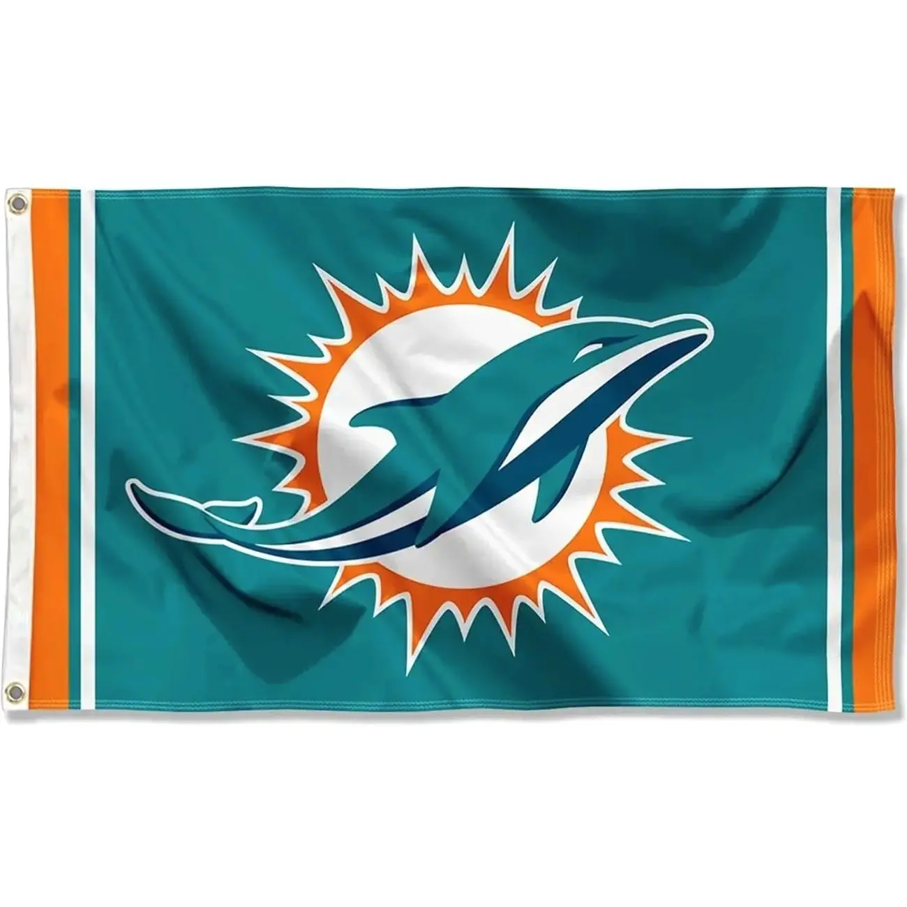 Miami Dolphins 3x5 Large Flag, Fade Resistant Polyester, Weather Resistant with Metal Grommets, Decorative Flowing Outdoor-Household Decoration, Balconies