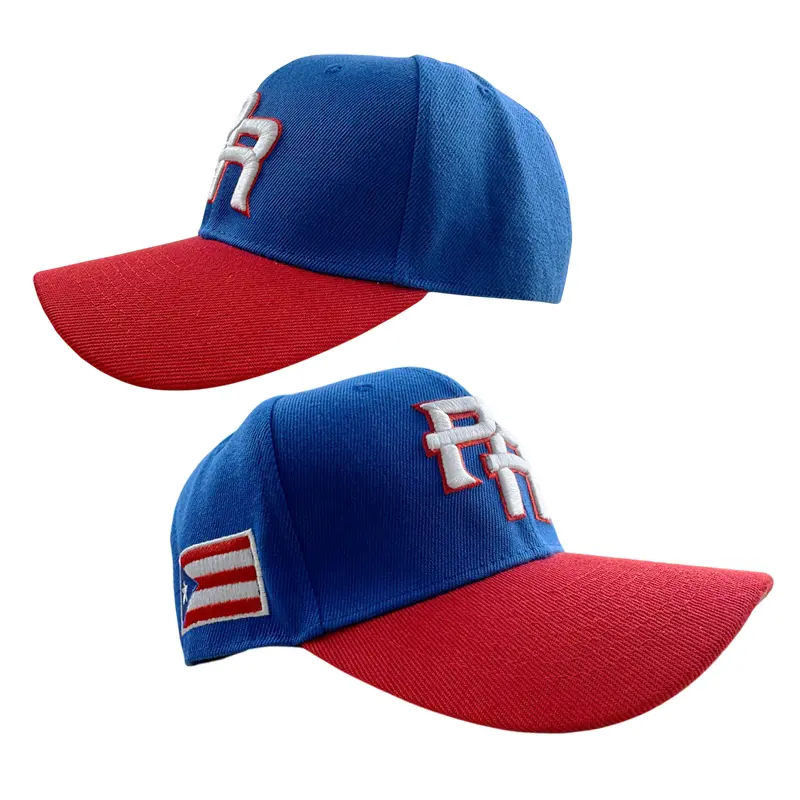 Unisex Two-Tone PR 3D Embroidered Baseball Cap, Puerto Flag Patch Curved Brim Adjustable Dad Hat, Colorful Pinwheel Back Embroidery Sun Hat for Streetwear, Sports & Summer Outdoor Daily Wear