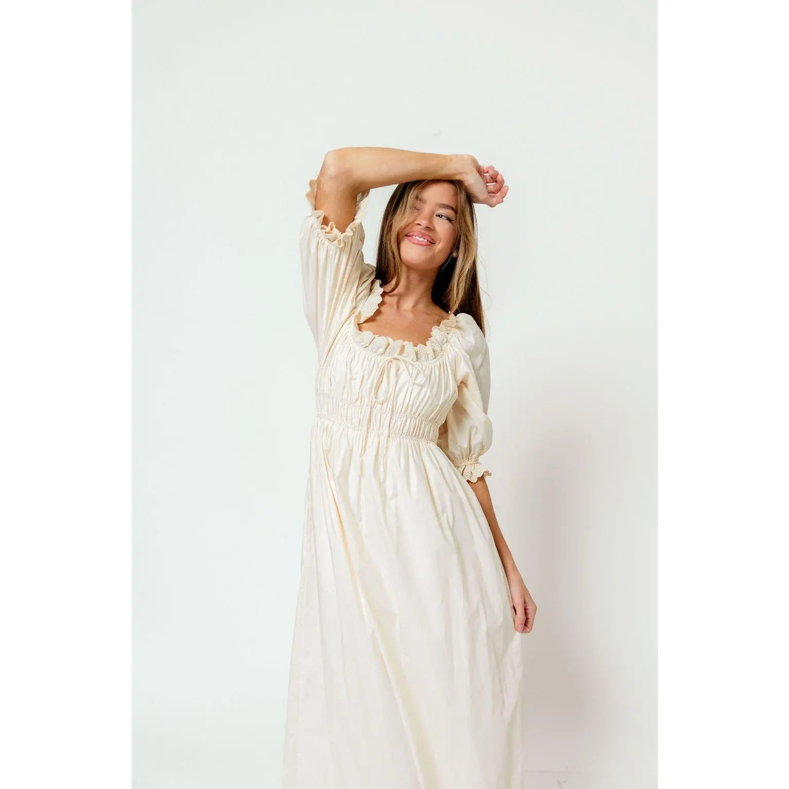 Daydreamer 100% Cotton Maxi Dress in Cream - Bump Friendly *8/6 PRE-ORDER*